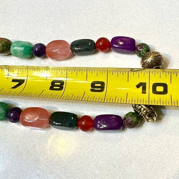 Handmade One of a Kind 20” Gen GemStone Necklace Jade,Carnelian,Amethyst 18KGP - Picture 3 of 4